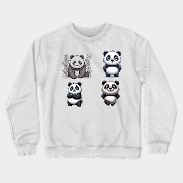 Panda Wonderland - Whimsical Illustration for Nature Enthusiasts Crewneck Sweatshirt by Teeport